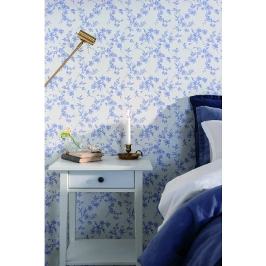Duron makuuhuoneen tapetti Bella sinisella kukkakuviolla 366 04 image