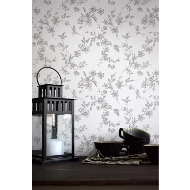 Harmaa kukkatapetti Durolta Bella 366 03 image