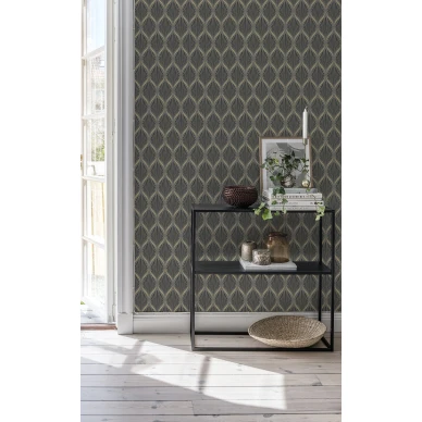 Olohuoneen tummanharmaa tapetti Lilly Durolta 681 04 image