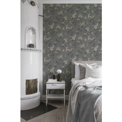 Duron makuuhuoneen tapetti Karin tummanharmaalla kukkakuviolla 679 04 image