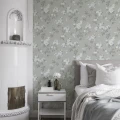 Harmaa kukkatapetti makuuhuoneeseen Durolta Karin 679 01