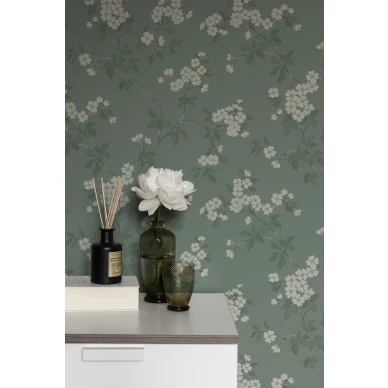 Vihrea kukkatapetti Karin Durolta 679 02 image