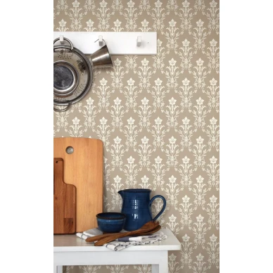 Beige keittiotapetti Durolta kuviollinen Hudiksvalls Teater 037 20 image