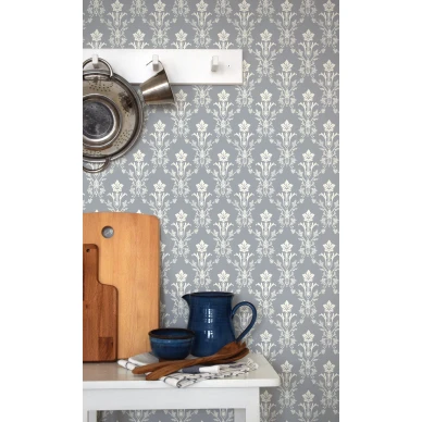 Sininen keittiotapetti perinteisella tyylilla Hudiksvalls Teater Durolta 037 22 image