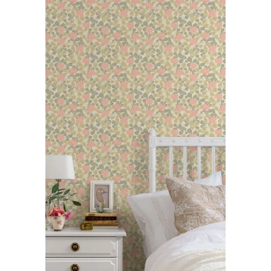 Makuuhuoneen paperitapetti kukkakuviolla Durolta Klover 033 12 image