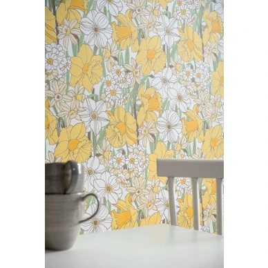 Duron keltainen kukkatapetti Pasklilja 388 01 image
