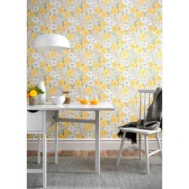 Keltainen retrotapetti Durolta Pasklilja 388 01 image
