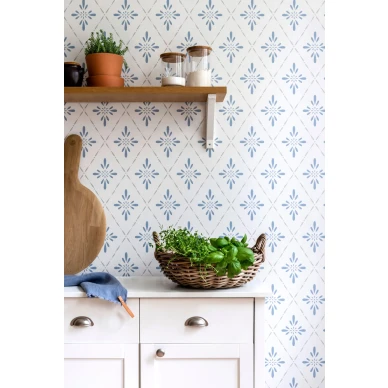 Sininen keittiotapetti Durolta Ljungbacka 392 04 image