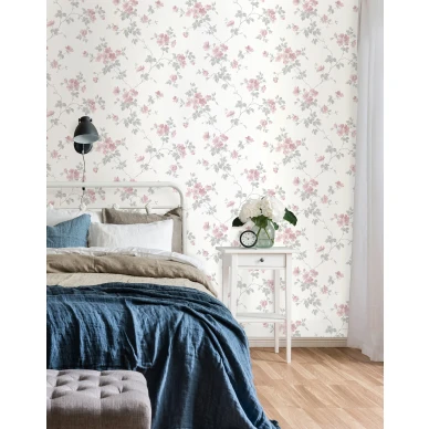 Makuuhuoneen kukkatapetti Durolta Kristina 387 01 image