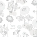 Blomsterang hopeanvarinen valkoinen kukkatapetti Durolta 398 01