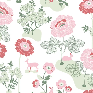 Blomsterang punainen kukkatapetti Durolta 398 03 image