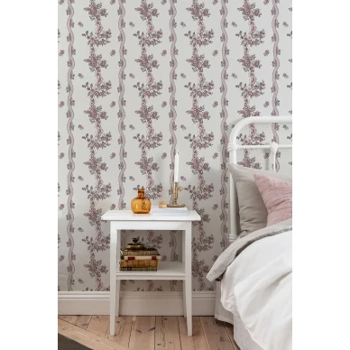Raidallinen vanhanaikainen kukkatapetti Durolta Renshammar 689 01 image