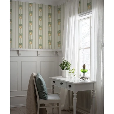 Keltainen vanhanaikainen raitatapetti Durolta Ramsjo 697 01 image