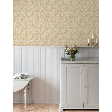 Keltainen kukkatapetti Durolta Hogstatorpet 695 01 image