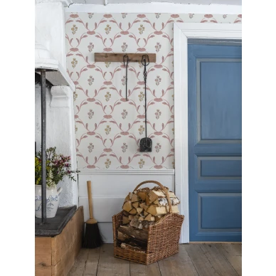 Vanhanaikainen punainen kukkatapetti Durolta 688 01 Hemmingbo image