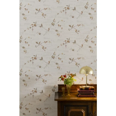 Vanhanaikainen valkoinen kukkatapetti Durolta 698 01 Duro 1939 image