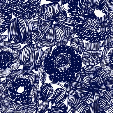 Marimekko Kurjenpolvi sininen kukkatapetti 25182 image
