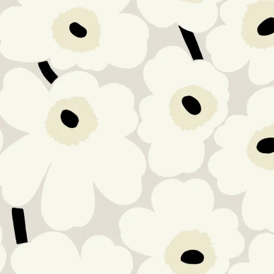 Marimekko Unikko Nude - beige harmaa kukkatapetti 25102 image