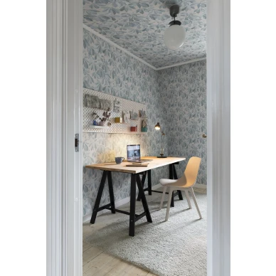 Lehtitapetti Kerstin on sinivalkoinen lehtitapetti image