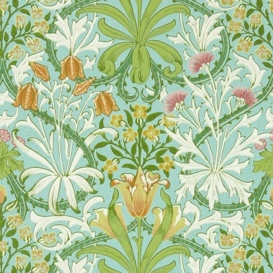 Woodland Weeds turkoosi kukkatapetti Morrisilta 217101 image