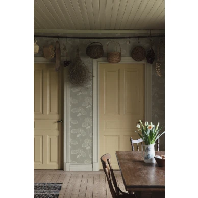 Harmaa tapetti suurella kukkakuviolla Borastapetilta Haga 4169 image