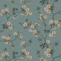 Tradgardsstaden sininen kukkatapetti Borastapeterilta 4175