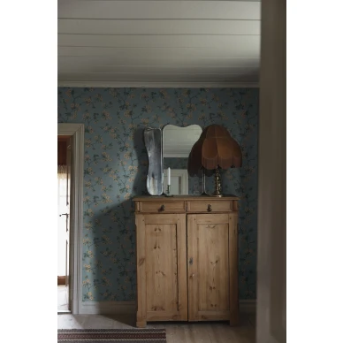 Vanhanaikainen sininen tapetti Borasilta Tradgardsstaden 4175 image