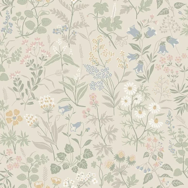 Flora beige kukkatapetti Borastapeterilta 4179 image