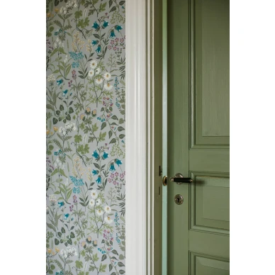 Harmaa kukkatapetti Borastapetilta Flora 4182 image