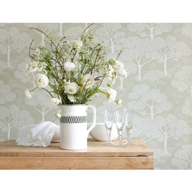 Vihrea puutapetti Littlephantilta Woodland Notes 1568 image