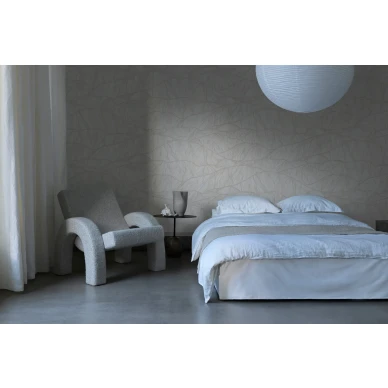 Beige makuuhuoneen tapetti Flow 9461w Borastapeterilta image