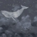 Whales In The Sky tumma valastapetti Borastapeterilta 9458w koko kuvio