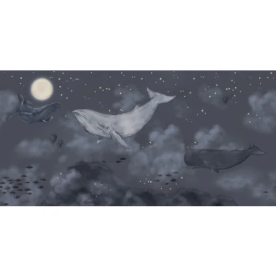 Whales In The Sky tumma valastapetti Borastapeterilta 9458w koko kuvio image