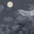 Whales In The Sky tumma valastapetti Borastapeterilta 9458w