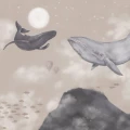 Whales In The Sky valastapetti Borastapeterilta 9456w