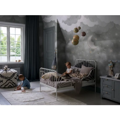 Harmaa tahtitapetti lastenhuoneeseen Stars In The Sky 9448w Borastapeterilta image