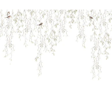 Spring Birds vaalea lintutapetti Borastapeterilta 9447w koko kuvio image