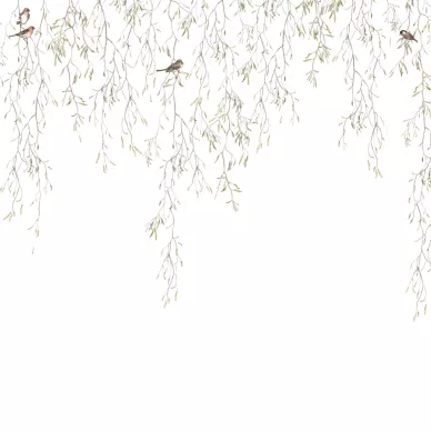 Spring Birds vaalea lintutapetti Borastapeterilta 9447w image