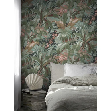 Vihrea makuuhuoneen tapetti Palm Leaf Borastapetilta 9439w image