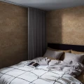 Makuuhuoneen ruskea tapetti Limestone 9428w Borastapeterilta