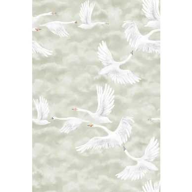 Clouds Swans vihrea joutsentapetti Borastapeterilta 9414w koko kuvio image