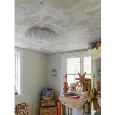 Joutsentapetti lastenhuoneen kattoon Clouds Swans 9414w Borastapeterilta image