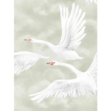 Suurikuvioinen joutsentapetti Clouds Swans Borastapeterilta 9414w image