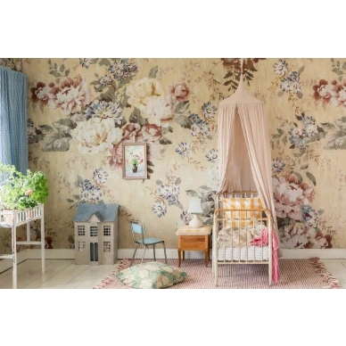 Lastenhuoneen kukkatapetti Blossom ll keltaisella kukkakuviolla 9401w Borastapeterilta image