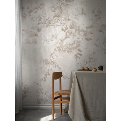 Vanhanaikainen tapetti beigella kukkakuviolla Borastapeterilta Blossom II 9403w image