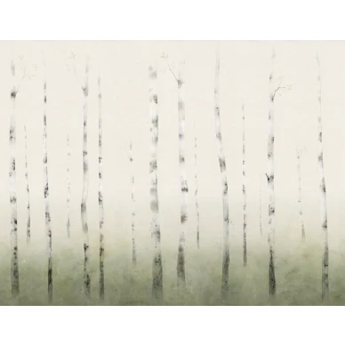 Sundborn vihrea koivutapetti Sandbergilta S10170 koko kuvio image