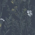 Kesaniemi sininen paperitapetti kukkakuviolla Pihlgren ja Ritolalta 70102