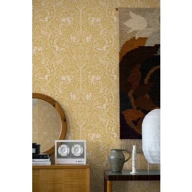 Tiheakuvioinen keltainen tapetti Borastapeterilta Under The Elder Tree 2048 image