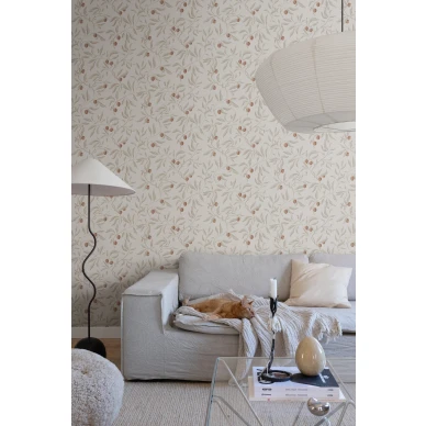 Olohuoneen tapetti Vinnie beigella lehtikuviolla S10190 Sandbergilta image