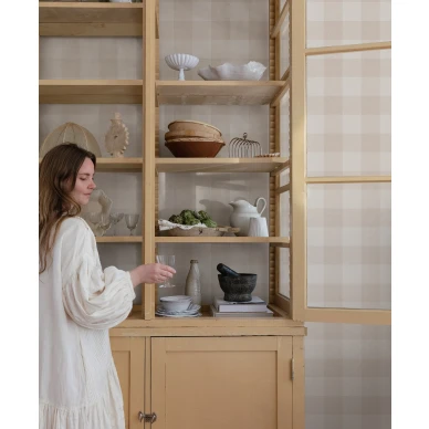 Beige tapetti ruuduilla Lykke S10213 Sandbergilta image